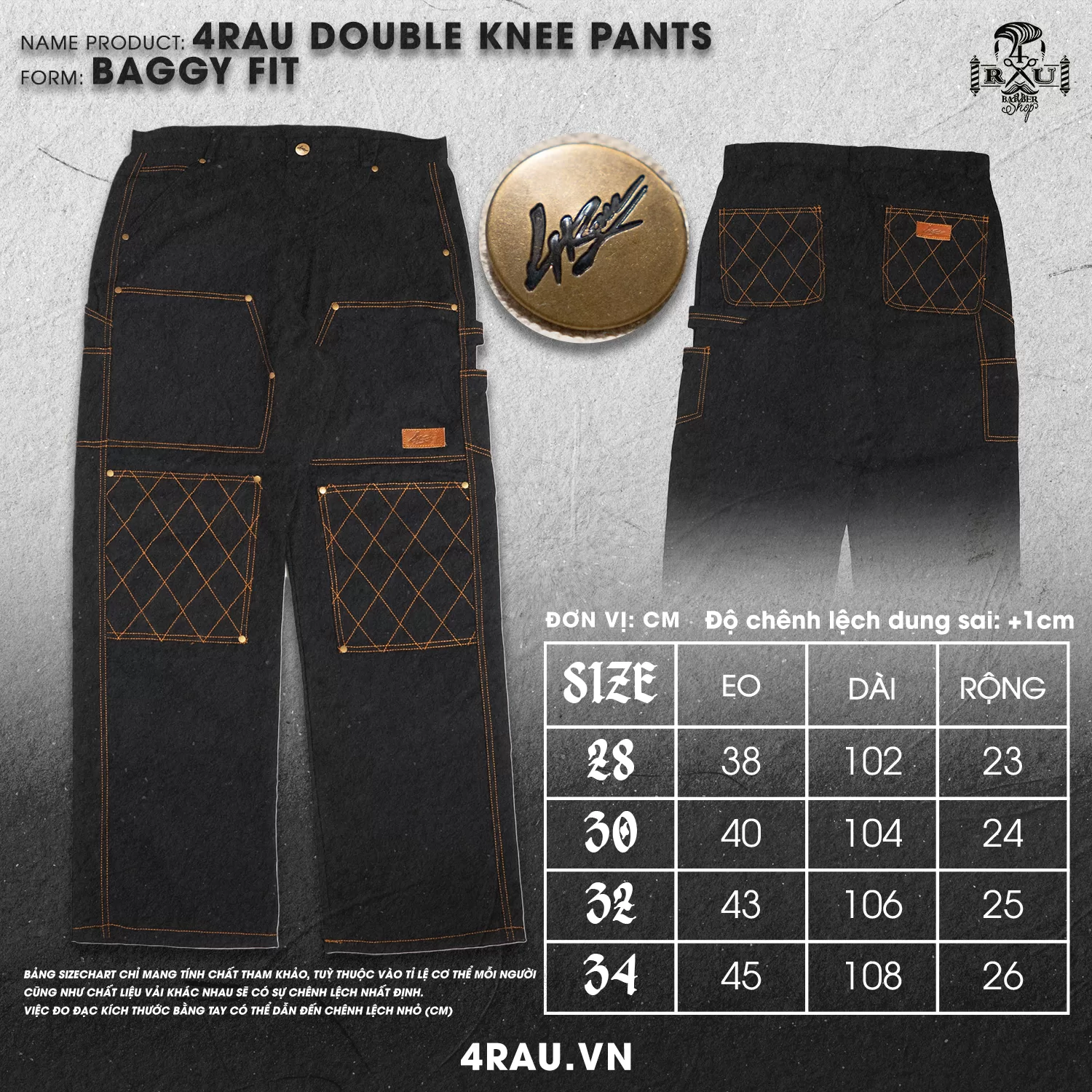 4RAU DOUBLE KNEE PANTS (BLACK) - 6